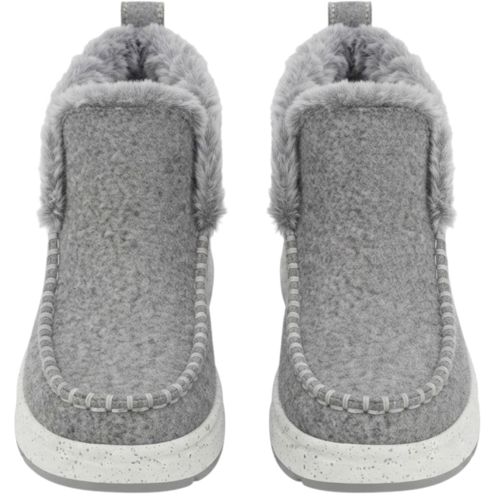 Skechers BOBS Ankle Boots Size 9 Gray Faux Fur Memory Foam Speckled Midsole